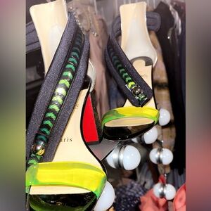 Authentic Gorgeous Christian Louboutin glitter block heels.